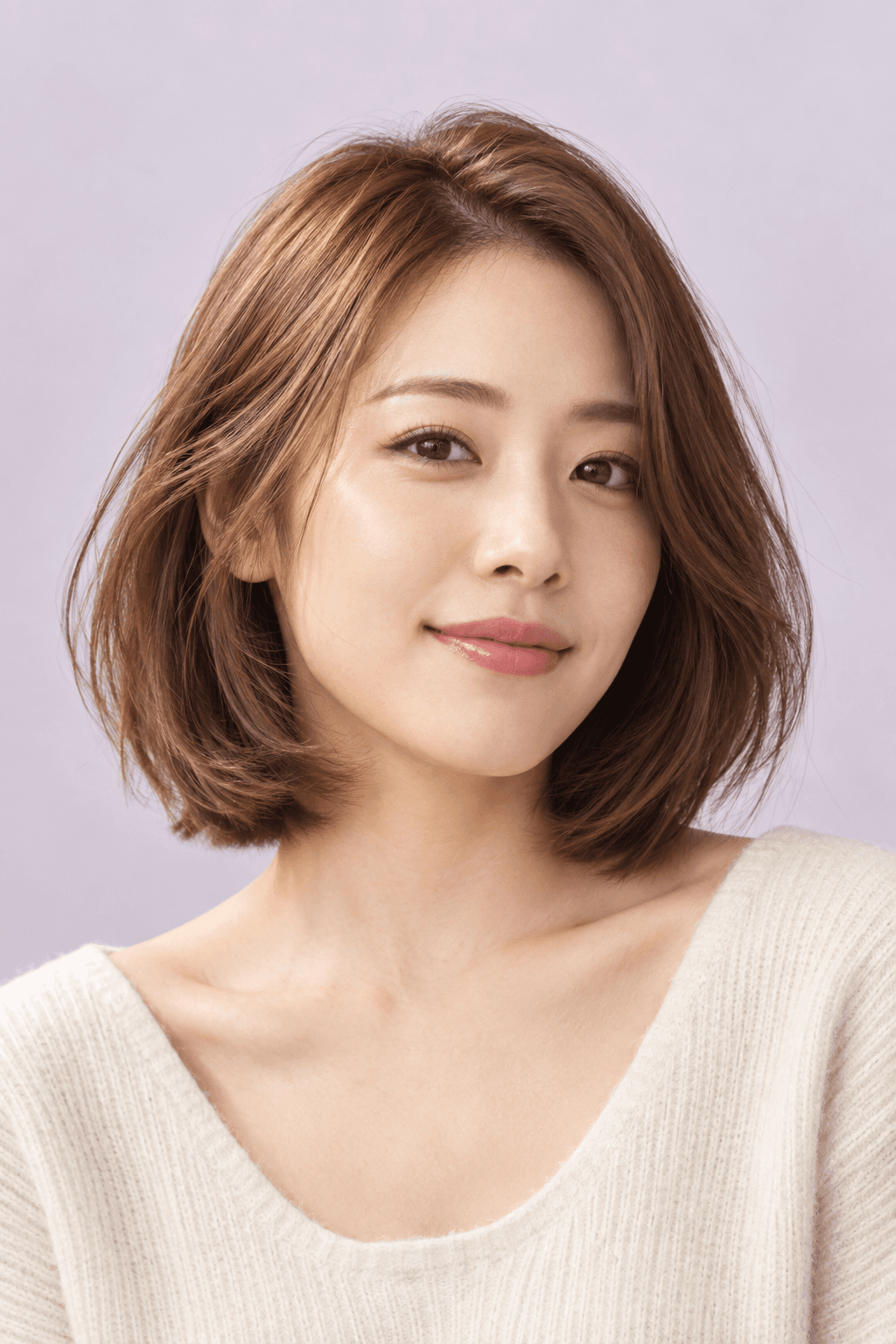 Portrait with a soft chestnut-copper bob